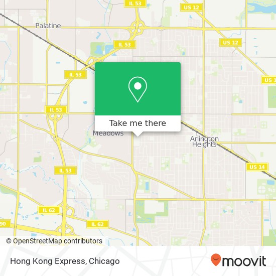 Mapa de Hong Kong Express, 1543 W Campbell St Arlington Heights, IL 60005