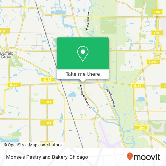 Mapa de Monse's Pastry and Bakery, 20 W Dundee Rd Wheeling, IL 60090