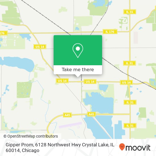 Mapa de Gipper Prom, 6128 Northwest Hwy Crystal Lake, IL 60014