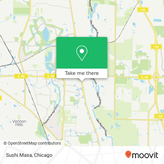 Mapa de Sushi Masa, 701 N Milwaukee Ave Vernon Hills, IL 60061