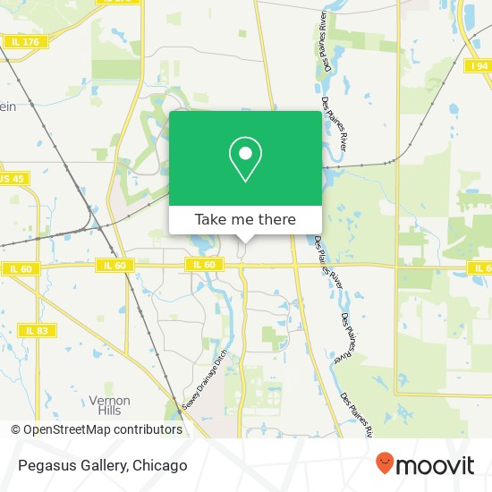 Mapa de Pegasus Gallery, 412 Hawthorn Ctr Vernon Hills, IL 60061