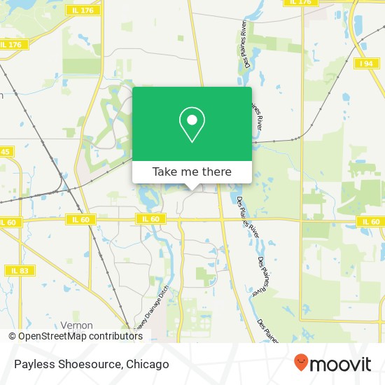 Mapa de Payless Shoesource, 229 Hawthorn Ctr Vernon Hills, IL 60061