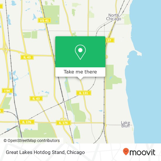 Mapa de Great Lakes Hotdog Stand, 3452 Green Bay Rd North Chicago, IL 60088