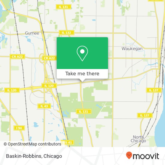 Mapa de Baskin-Robbins, 2900 Belvidere Rd Waukegan, IL 60085