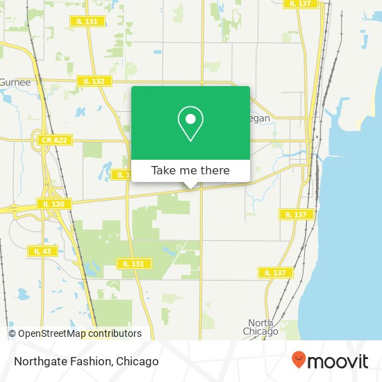 Mapa de Northgate Fashion, 2117 Belvidere Rd Waukegan, IL 60085