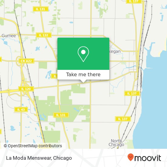 Mapa de La Moda Menswear, 2219 Belvidere Rd Waukegan, IL 60085