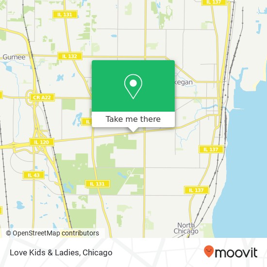 Mapa de Love Kids & Ladies, 2217 Belvidere Rd Waukegan, IL 60085