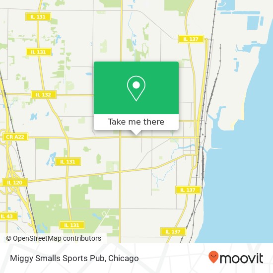 Mapa de Miggy Smalls Sports Pub, 1508 Washington St Waukegan, IL 60085