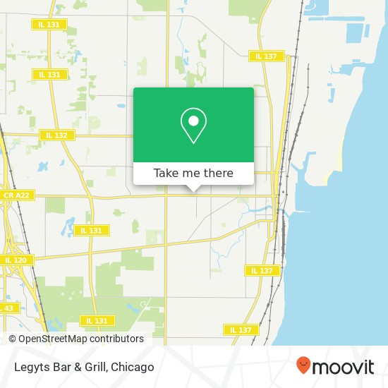 Mapa de Legyts Bar & Grill, 1412 Washington St Waukegan, IL 60085