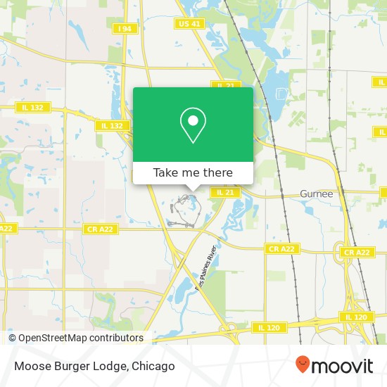 Mapa de Moose Burger Lodge, 1 Great America Pkwy Gurnee, IL 60031