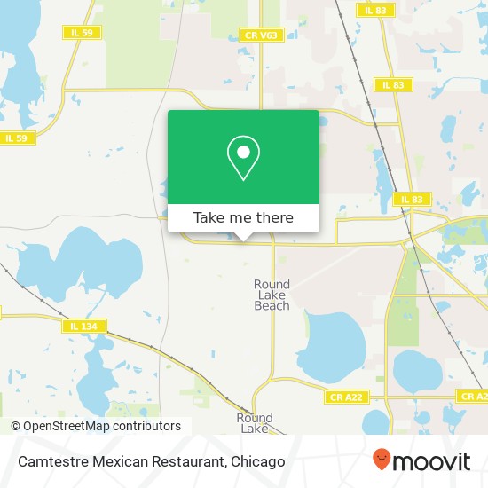 Mapa de Camtestre Mexican Restaurant, 515 W Rollins Rd Round Lake Beach, IL 60073
