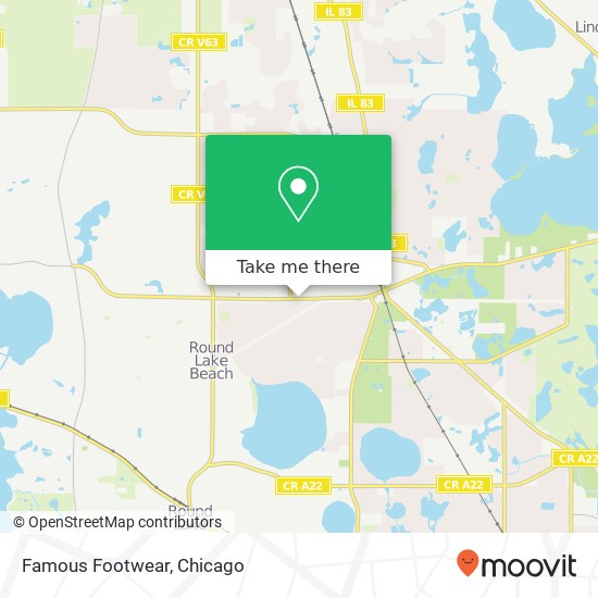 Mapa de Famous Footwear, 270 E Rollins Rd Round Lake Beach, IL 60073