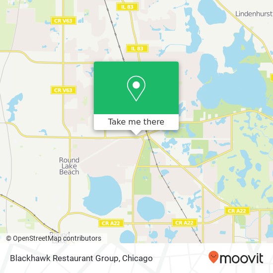 Mapa de Blackhawk Restaurant Group, 704 E Rollins Rd Round Lake Beach, IL 60073