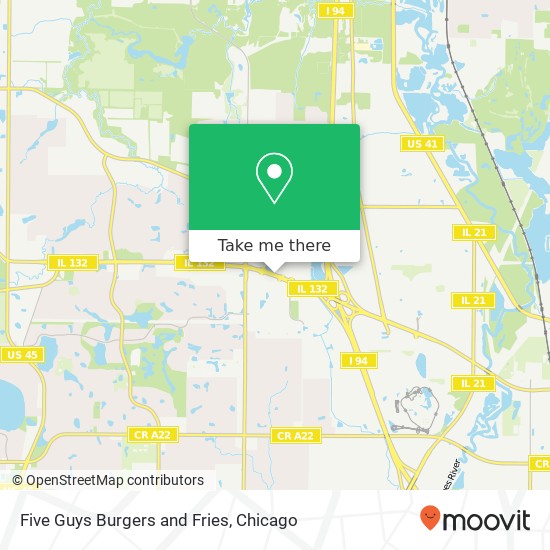 Mapa de Five Guys Burgers and Fries, 6310 Grand Ave Gurnee, IL 60031