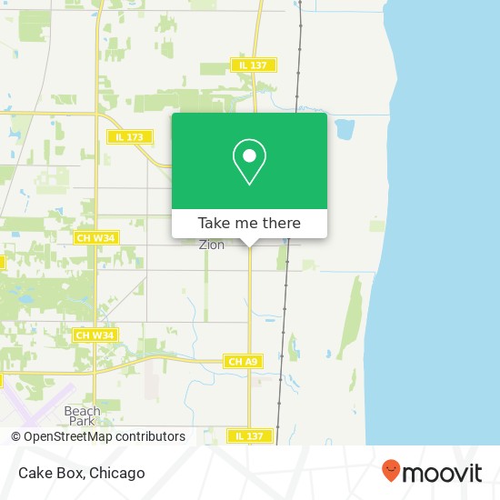 Mapa de Cake Box, 2724 Sheridan Rd Zion, IL 60099