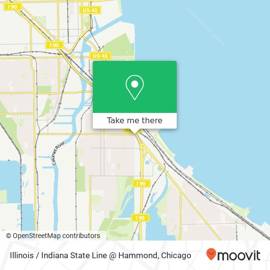 Mapa de Illinois / Indiana State Line @ Hammond