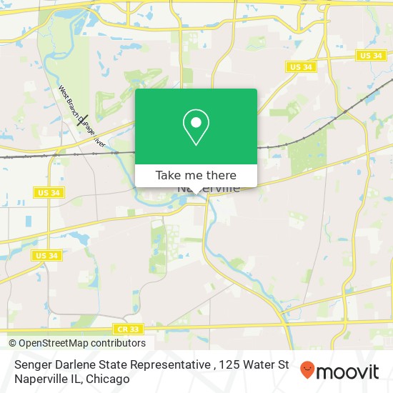 Mapa de Senger Darlene State Representative , 125 Water St Naperville‎ IL