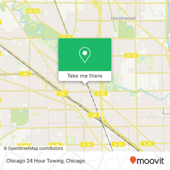Chicago 24 Hour Towing map