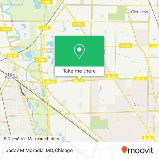 Jadav M Moradia, MD map