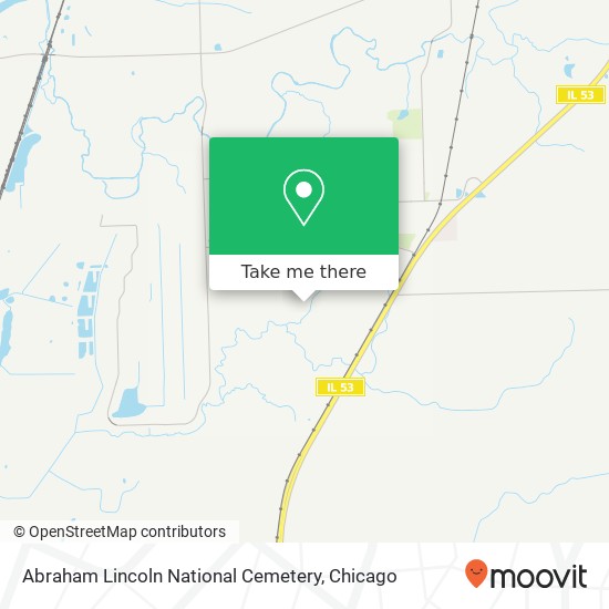 Map showing location of the deals flagpole at abraham lincoln cemetery