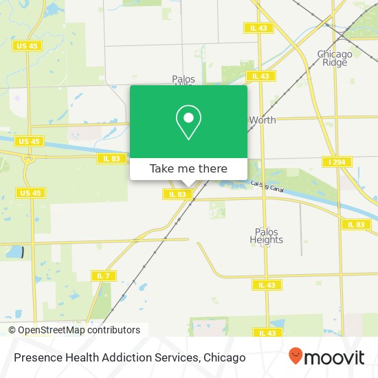 Presence Health Addiction Services map