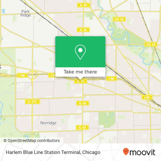 Mapa de Harlem Blue Line Station Terminal