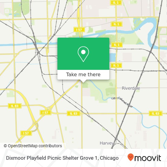 Dixmoor Playfield Picnic Shelter Grove 1 map