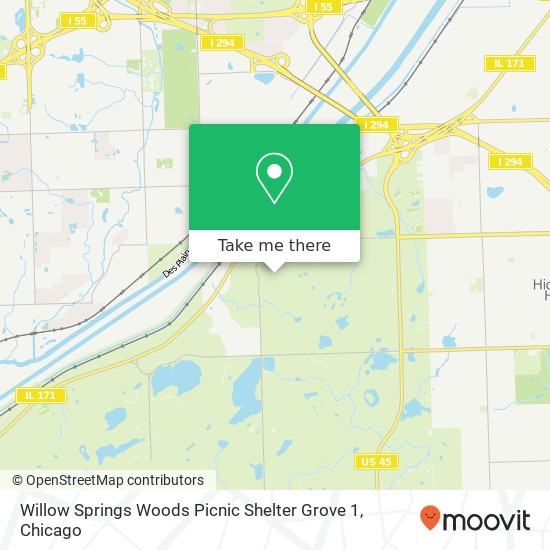 Willow Springs Woods Picnic Shelter Grove 1 map