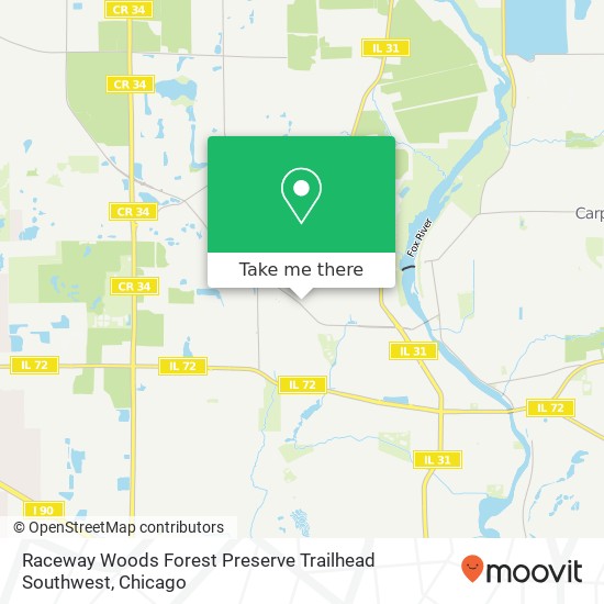 Raceway Woods Forest Preserve Trailhead Southwest map