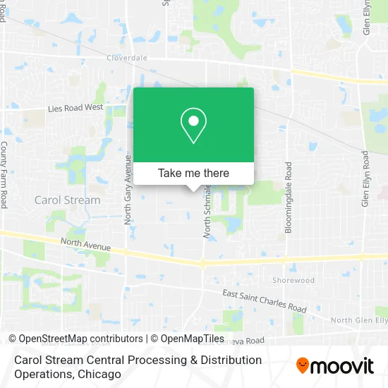 Mapa de Carol Stream Central Processing & Distribution Operations