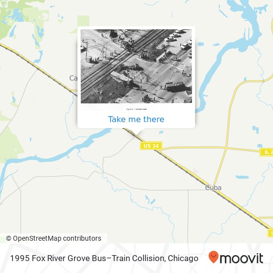 Mapa de 1995 Fox River Grove Bus–Train Collision