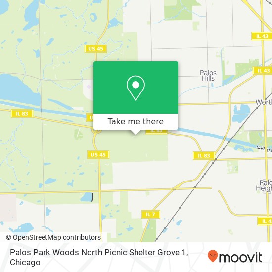 Mapa de Palos Park Woods North Picnic Shelter Grove 1