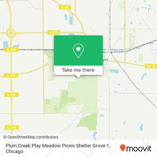 Mapa de Plum Creek Play Meadow Picnic Shelter Grove 1