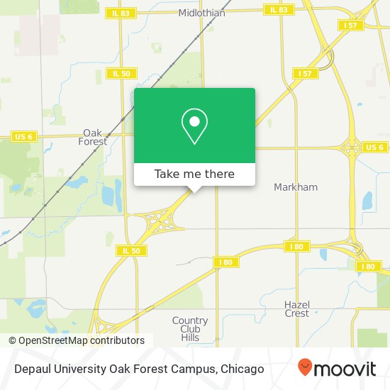 Mapa de Depaul University Oak Forest Campus