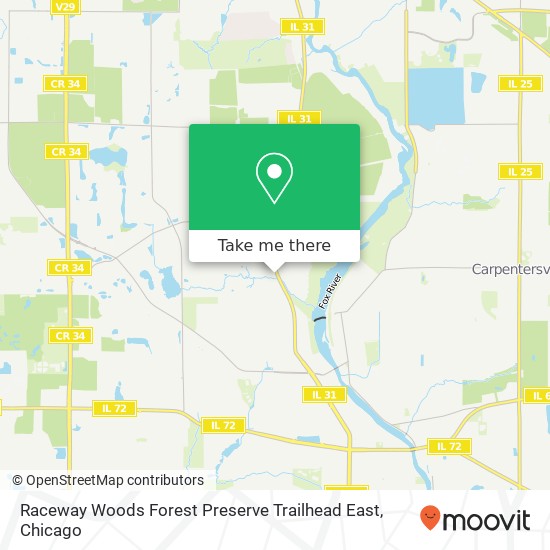Mapa de Raceway Woods Forest Preserve Trailhead East