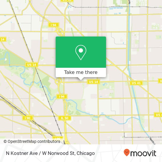 N Kostner Ave / W Norwood St map