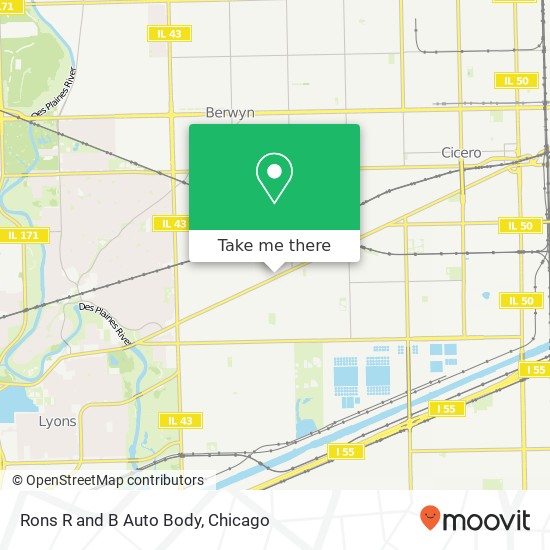 Rons R and B Auto Body map