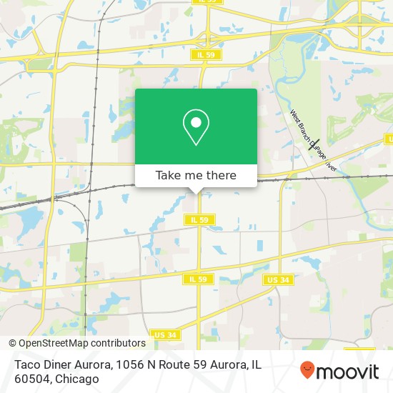 Mapa de Taco Diner Aurora, 1056 N Route 59 Aurora, IL 60504