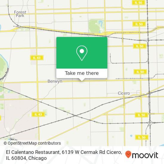 Mapa de El Calentano Restaurant, 6139 W Cermak Rd Cicero, IL 60804