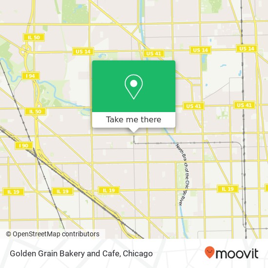Mapa de Golden Grain Bakery and Cafe, 3342 W Lawrence Ave Chicago, IL 60625