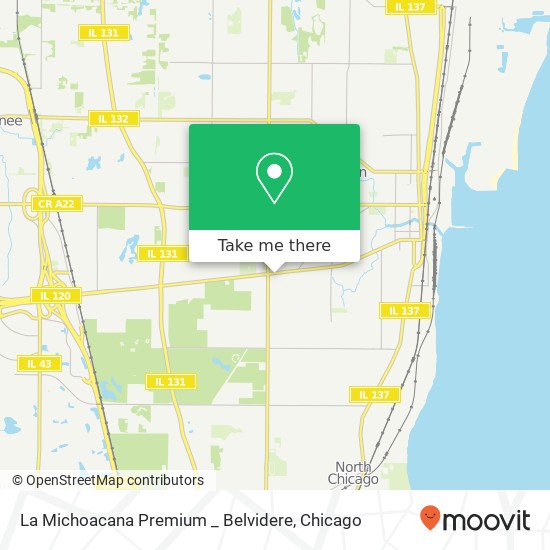 Mapa de La Michoacana Premium _ Belvidere, 1801 Belvidere St Waukegan, IL 60085