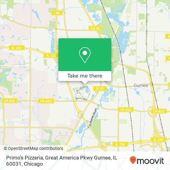 Primo's Pizzeria, Great America Pkwy Gurnee, IL 60031 map