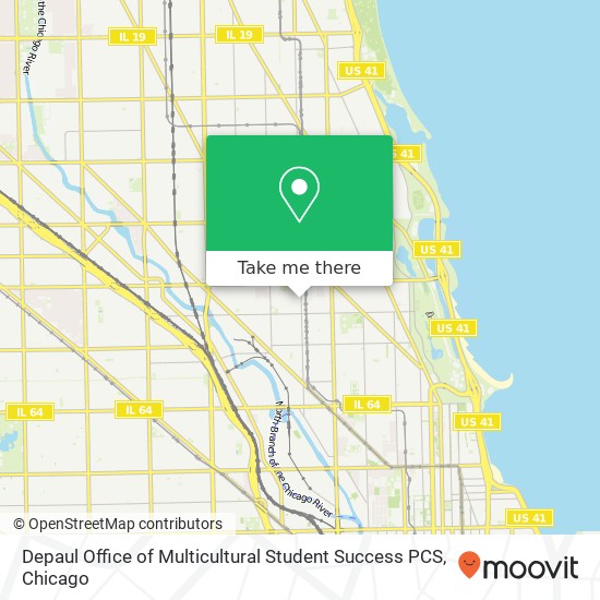 Mapa de Depaul Office of Multicultural Student Success PCS