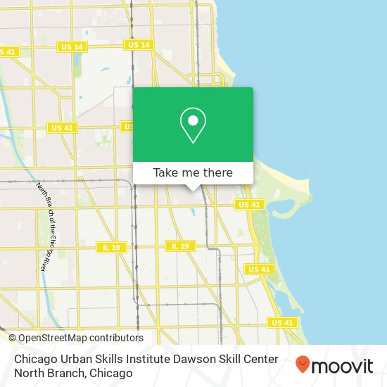 Mapa de Chicago Urban Skills Institute Dawson Skill Center North Branch