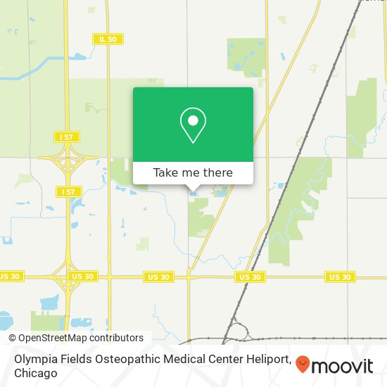 Olympia Fields Osteopathic Medical Center Heliport map