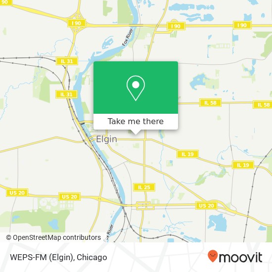 WEPS-FM (Elgin) map