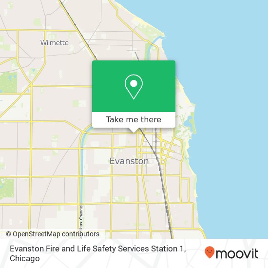 Evanston Fire and Life Safety Services Station 1 map