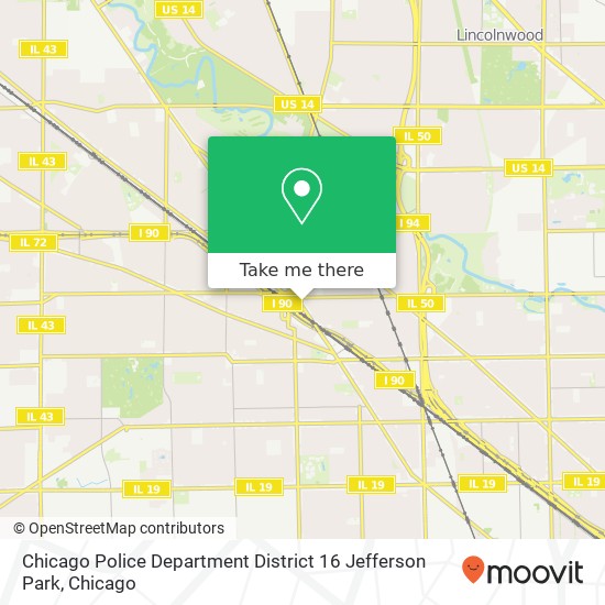 Mapa de Chicago Police Department District 16 Jefferson Park