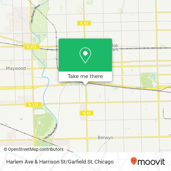 Harlem Ave & Harrison St / Garfield St map