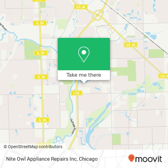 Mapa de Nite Owl Appliance Repairs Inc
